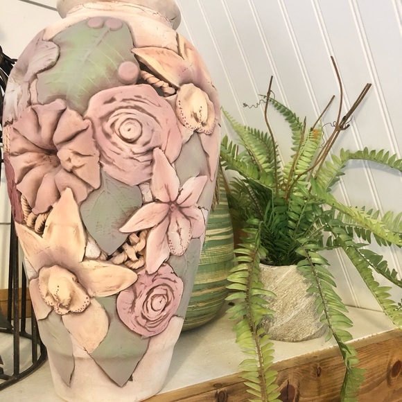 Alpine, Texas Artist John Davis Floral Vintage Tall Vase - Picture 2 of 15